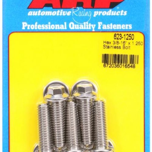 SS HEX BOLTS 3/8″ UNC x 1.25″ 3/8″ WRENCH (5-PACK) 3/8-16