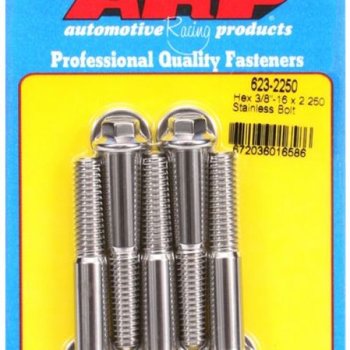 SS HEX BOLTS 3/8″ UNC x 2.25″ 3/8″ WRENCH (5-PACK) 3/8-16