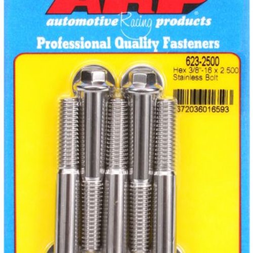 SS HEX BOLTS 3/8″ UNC x 2.50″ 3/8″ WRENCH (5-PACK) 3/8-16