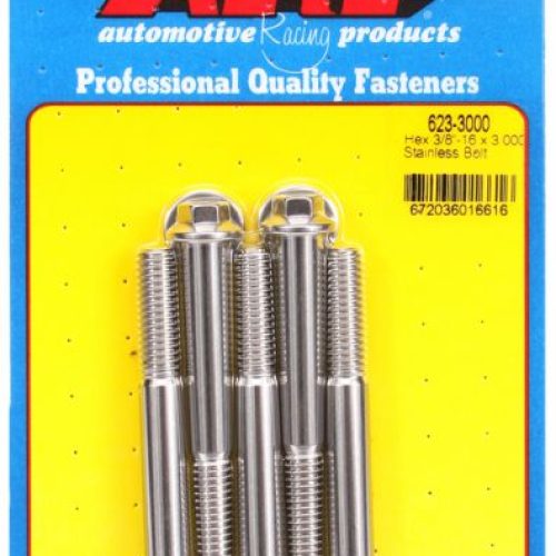 SS HEX BOLTS 3/8″ UNC x 3.00″ 3/8″ WRENCH (5-PACK) 3/8-16