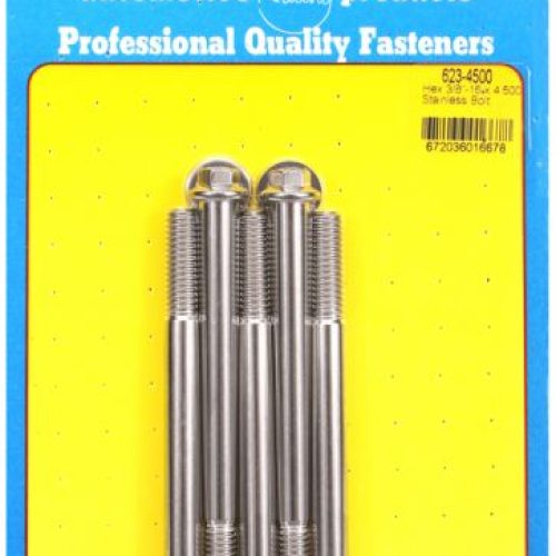 SS HEX BOLTS 3/8″ UNC x 4.50″ 3/8″ WRENCH (5-PACK) 3/8-16
