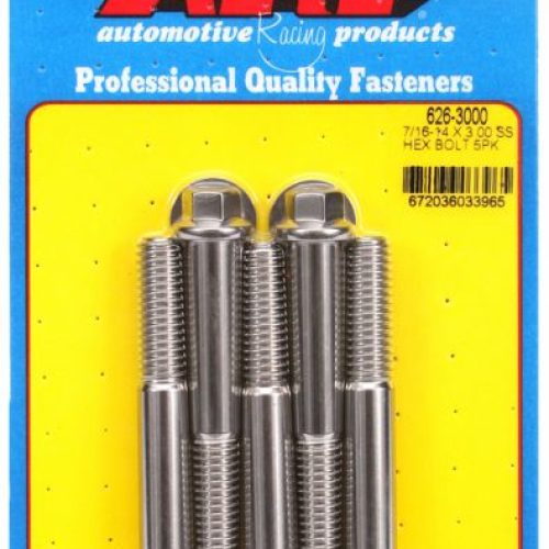 SS HEX BOLTS 7/16″ UNC x 3.00″1/2″ WRENCH (5-PACK) 7/16-14