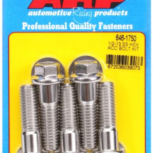 SS HEX BOLTS 1/2″ UNC x 1.75″ 9/16″ WRENCH (5-PACK) 1/2-13
