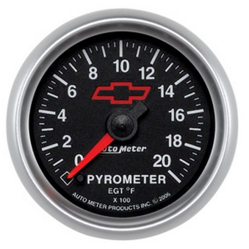 2-1/16″ PYROMETER KIT 2000F   BLACK FACE, GM CHEVY BOWTIE
