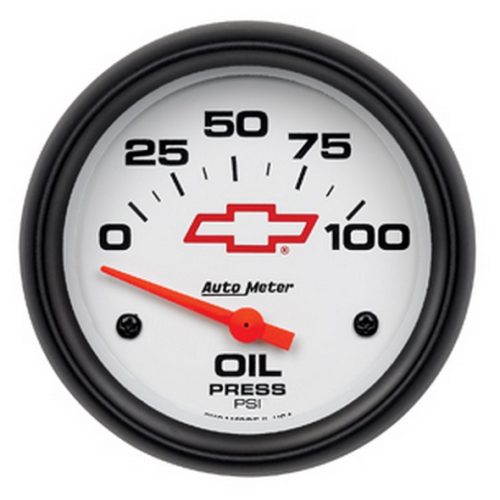 2-5/8″ ELECT OIL PRESS 100PSI WHITE FACE, GM CHEVY BOWTIE