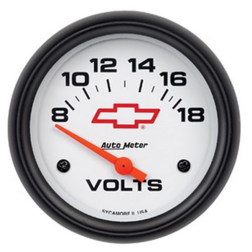 2-5/8″ VOLTMETER 8-18V        WHITE FACE, GM CHEVY BOWTIE