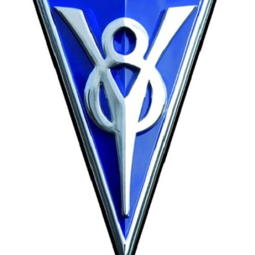 1934 GRILLE EMBLEM V8 CHROME  SUIT 34PASS               EA