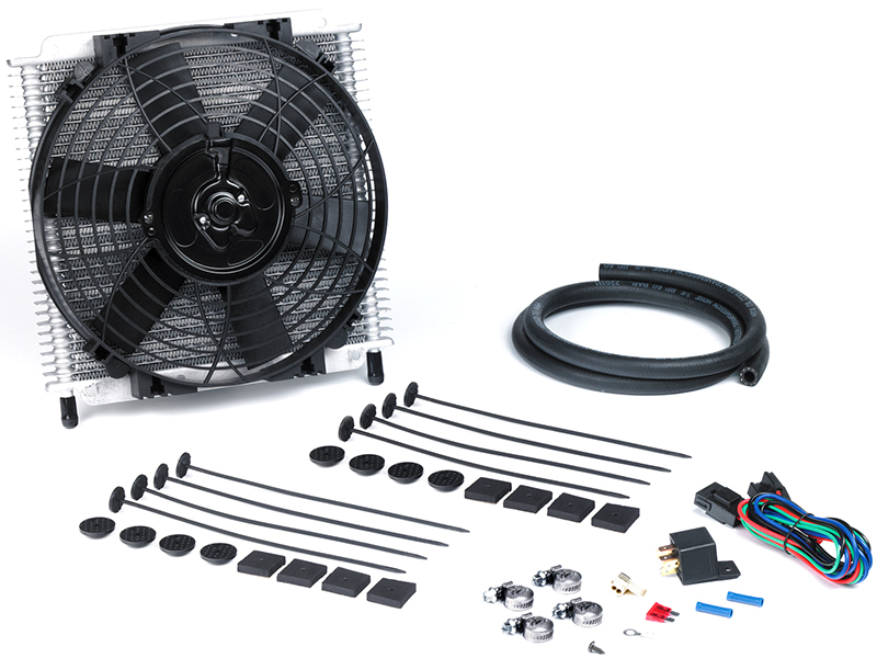 TRANS COOLER w / 10" FAN 3/8" PUSH-ON FITTINGS