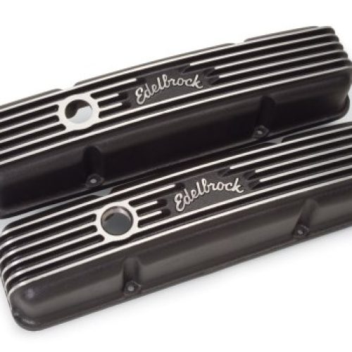 CLASSIC SERIES VALVE COVERS SB CHEV BLACK W/FILLER HOLE