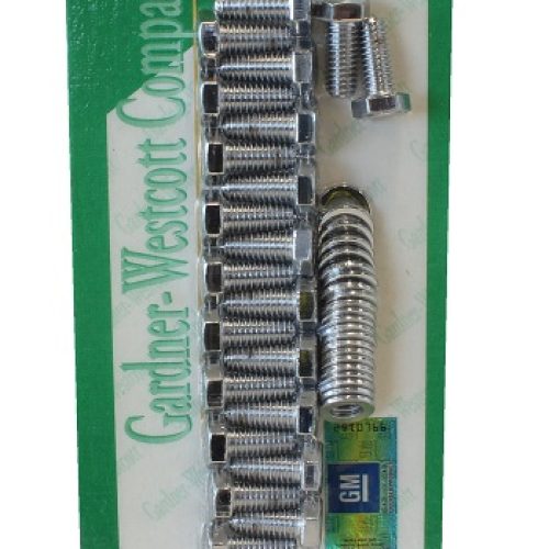 BBC OIL PAN BOLT SET CHEV CHROME PLATED CHEVY SYMBOL