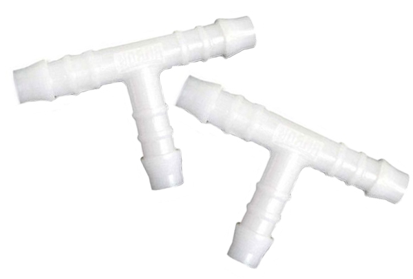 PLASTIC TEE PIECE 3mm 1/8" SUITS AIR, WATER, VAC (2 PACK)