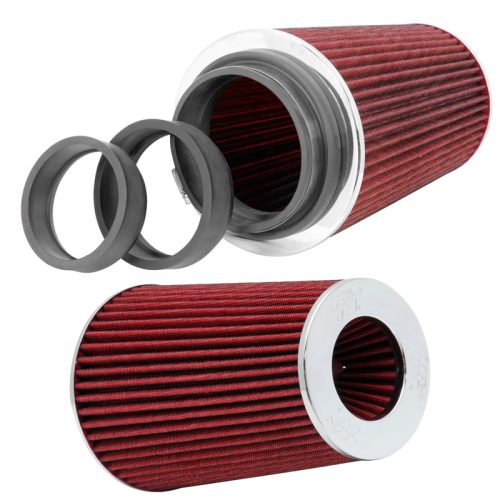 UNIVERSAL FLANGE AIR FILTER   INV. CHROME TOP, RED MEDIA