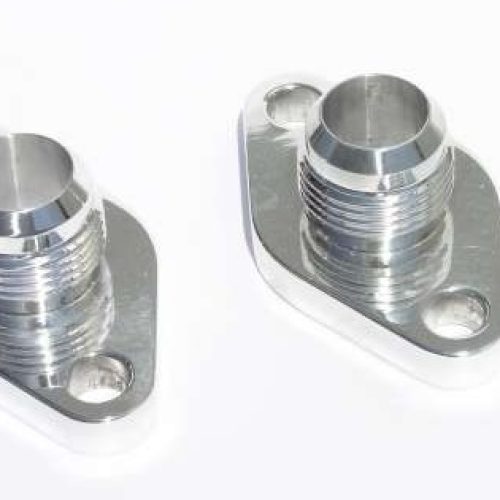 SBC W/PUMP PORT ADAPTERS (PR) -12AN MALE POLISHED SILVER