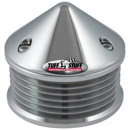 6 GROOVE ALTERNATOR PULLEY    CHROME W/ BULLET NOSE COVER