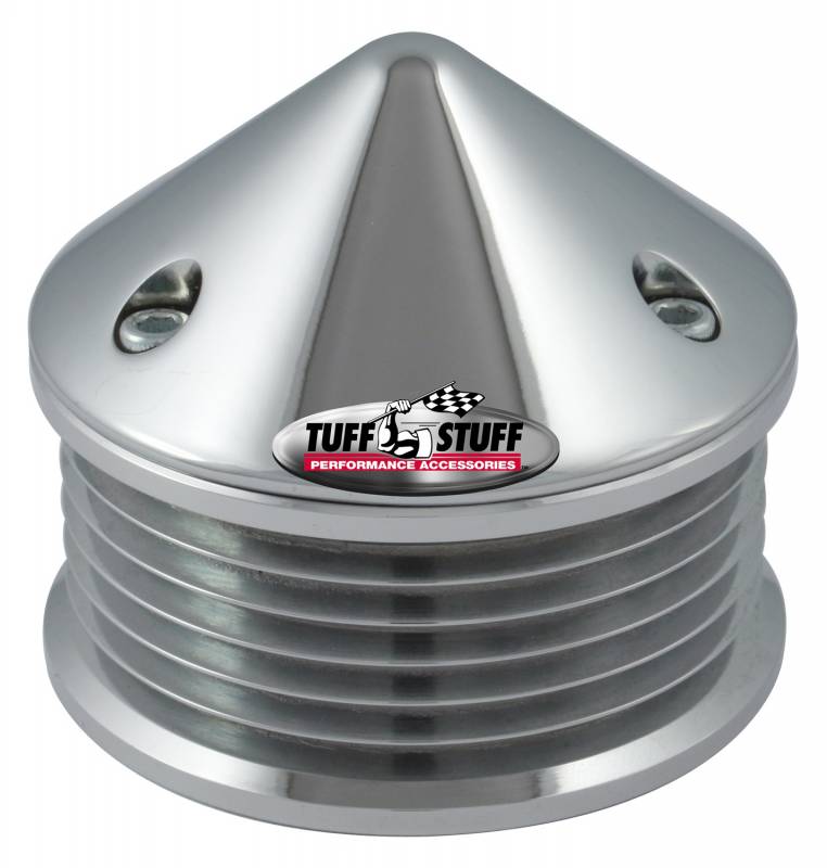 6 GROOVE ALTERNATOR PULLEY CHROME W/ BULLET NOSE COVER