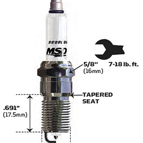 MSD SPARK PLUG, 1IR5L (EACH)  14mm x .691, 5/8 HEX, TAPERED