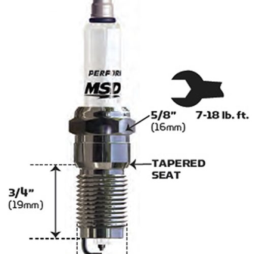 MSD SPARK PLUG, 2IR5L (EACH)  14mm x 3/4, 5/8 HEX, TAPERED