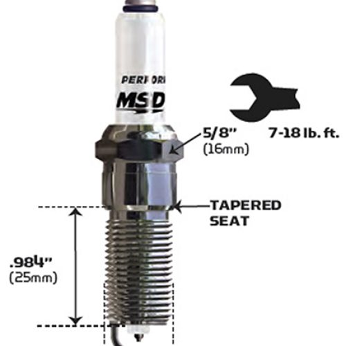 MSD SPARK PLUG, 5IR5Y (EACH)  14mm x 25mm, 5/8 HEX, FLAT