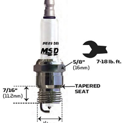 MSD SPARK PLUG, 6IR5Y (EACH)  14mm x 7/16, 5/8 HEX, TAPERED