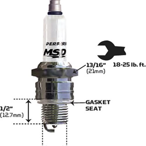 MSD SPARK PLUG, 13IR6Y (EACH) 14mm x 1/2, 13/16 HEX, FLAT