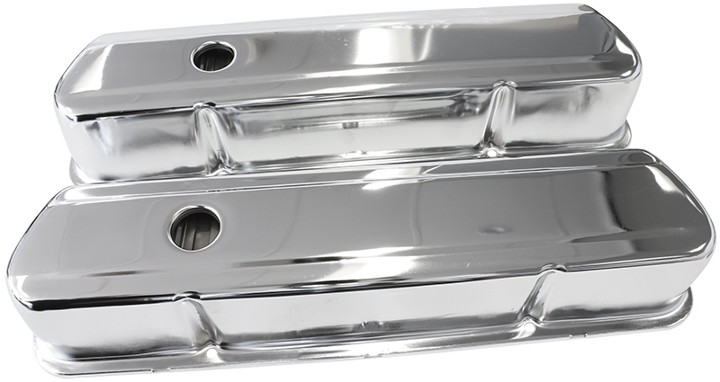 STEEL VALVE COVERS, 253 308 TALL, CHROME WITHOUT LOGO - Image 2