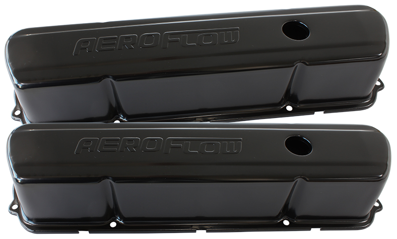 STEEL VALVE COVERS, 253 308 BLACK WITH AEROFLOW LOGO - Image 2