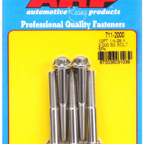SS 12PT BOLTS 1/4″ UNF x 2.00″5/16″ WRENCH (5-PACK) 1/4-28
