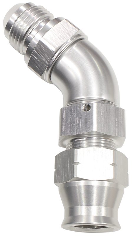 3/8" TUBE 45 deg male -6AN SILVER SWIVEL NUT WITH OLIVE - Image 2