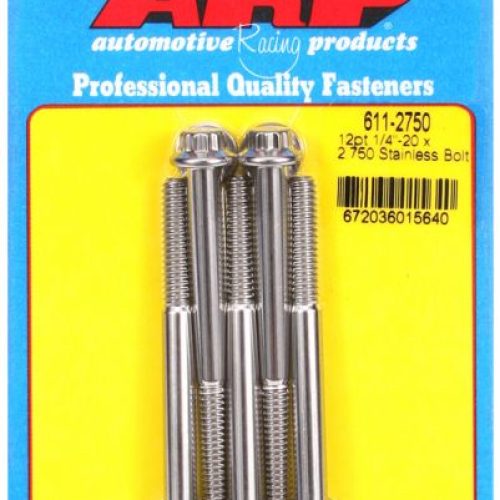 SS 12PT BOLTS 1/4″ UNC x 2.75″5/16″ WRENCH (5-PACK) 1/4-20