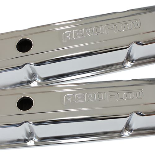 STEEL VALVE COVERS, SBC TALL  CHROME WITH AEROFLOW LOGO