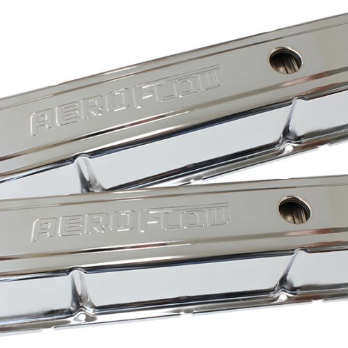 STEEL VALVE COVERS, 253 308   TALL CHROME WITH AEROFLOW LOGO