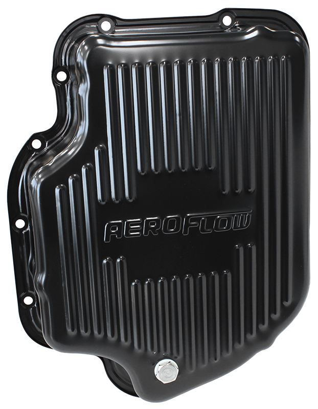 TH400 DEEP TRANSMISSION PAN BLACK W/ DRAIN PLUG 3" DEEP