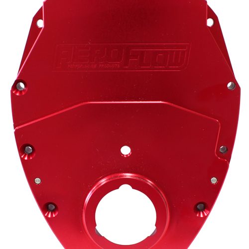 SB CHEV 350 V6 2 PIECE TIMING COVER KIT BILLET RED