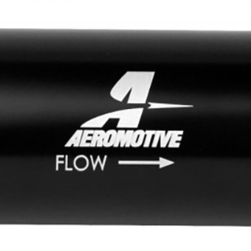 INLINE FILTER 10 MICRON -6AN  MALE BRIGHT BLACK 2″ OD