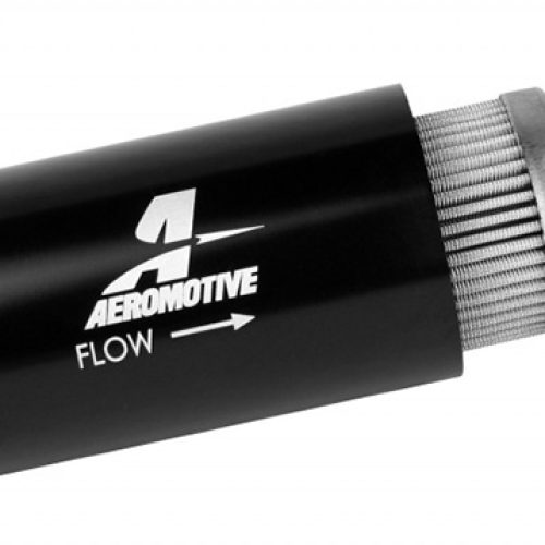 BLACK INLINE FILTER -6AN MALE 40 MIC / 2″ OD STAINLESS MESH