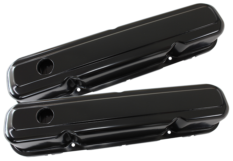 STEEL VALVE COVERS, CHRYSLER SB, BLACK WITHOUT LOGO
