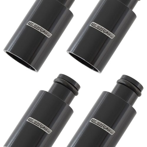 INJECTOR ADAPTER LONG 14MM TO 11MM FUEL RAIL 4 PACK BLACK