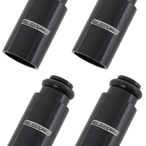 INJECTOR ADAPTER LONG 14MM TO 14MM FUEL RAIL 4 PACK BLACK