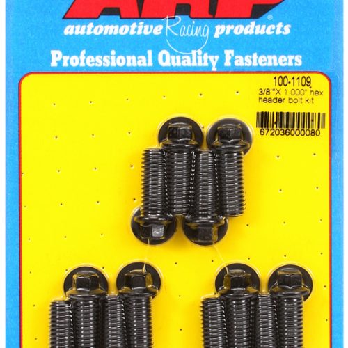 HEADER BOLTS, BLACK, HEX (12) 3/8″-16 x 1.00″, 5/16″ WRENCH