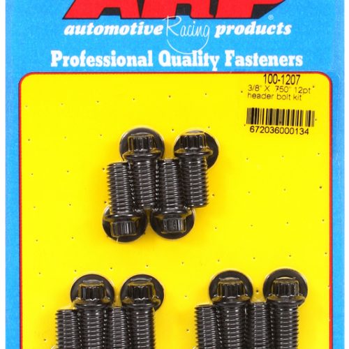 HEADER BOLTS, BLACK, 12PT (12)3/8″-16 x .750″, 5/16″ WRENCH