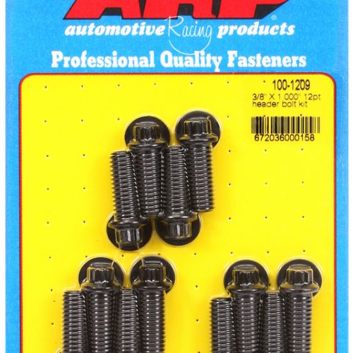 HEADER BOLTS, BLACK, 12PT (12)3/8″-16 x 1.00″, 5/16″ WRENCH