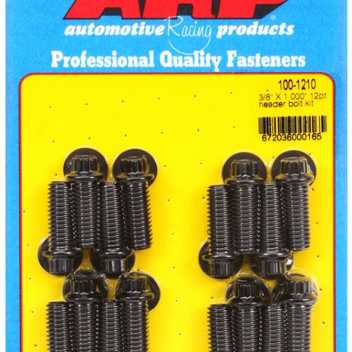 HEADER BOLTS, BLACK, 12PT (16)3/8″-16 x 1.00″, 5/16″ WRENCH