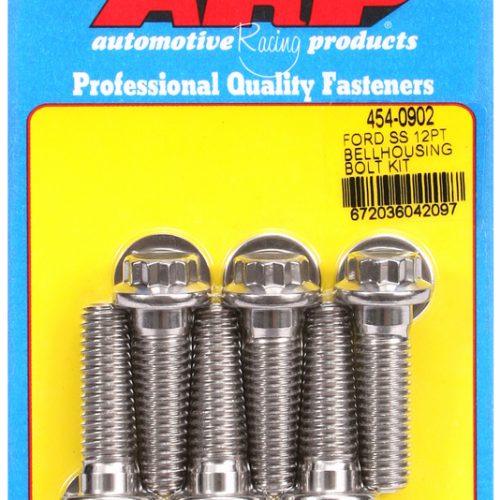 FORD SBF BELLHOUSING BOLTS    AUTO TRANS, STAINLESS 12-POINT