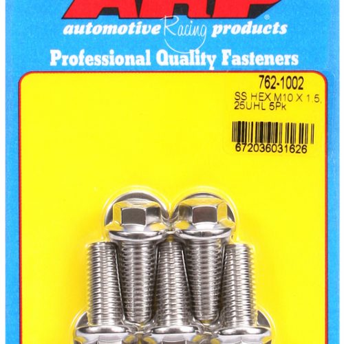SS HEX BOLTS M10x1.50 x 25mm  12mm WRENCH (5-PACK) 10mm-1.25