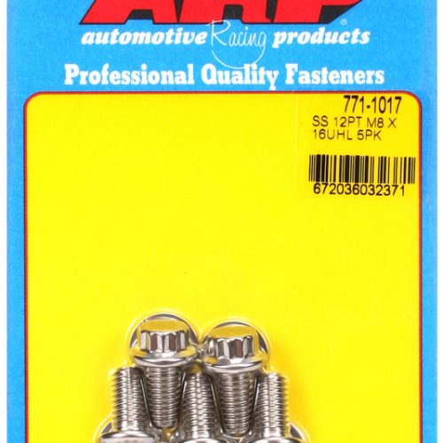 SS 12PT BOLTS M8x1.25 x 16mm  10mm WRENCH (5-PACK) 8mm-1.25
