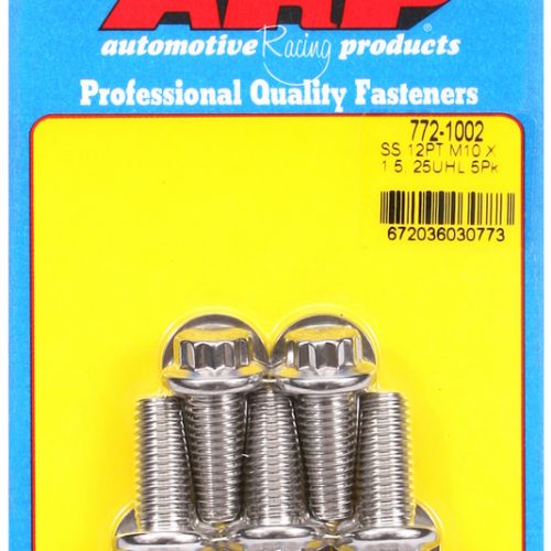 SS 12PT BOLTS M10x1.50 x 25mm 12mm WRENCH (5-PACK) 10mm-1.50