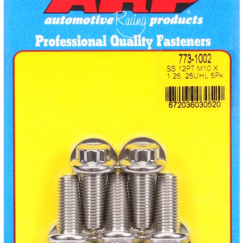 SS 12PT BOLTS M10x1.25 x 25mm 12mm WRENCH (5-PACK) 10mm-1.25