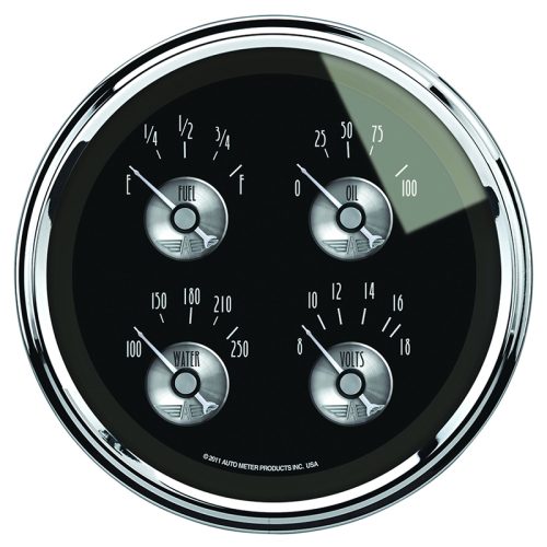 BLACK DIAMOND 5″ QUAD GAUGE   FUEL, OIL, WATER, VOLTS