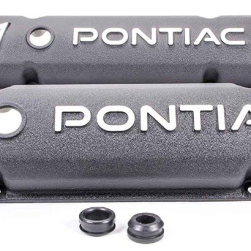 CAST VALVE COVERS, PONTIAC V8 BLACK WITH BREATHER HOLES