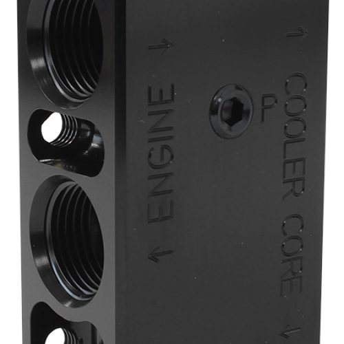 Billet oil thermostat -10ORB   x 4, 1/8″ port. 71degc open